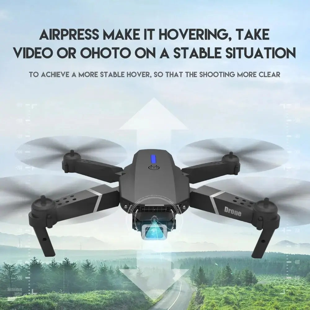 E88 Pro Mini Drone With Screen Control 4K Dual Camera Optical Flow Positioning LED Lighting Remote Control